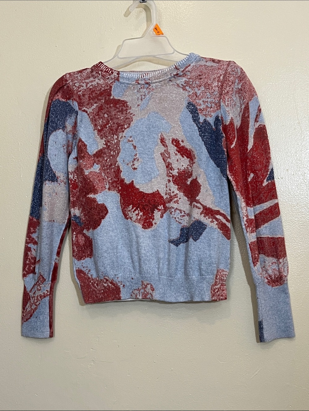Abstract Crewneck Sweater in Light Blue and Red